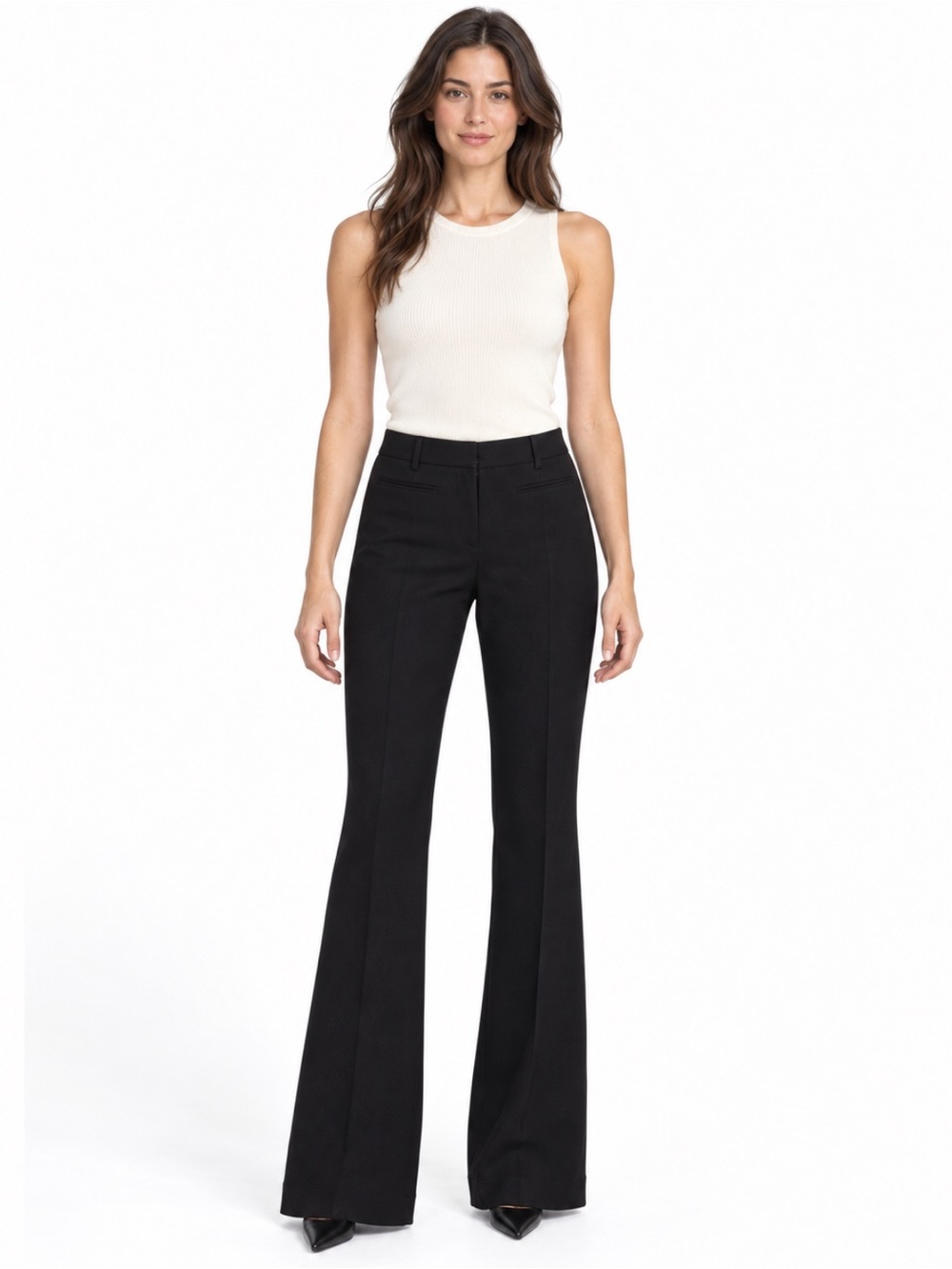 Tom Ford Black Stretch Wool Crepe Flare Leg Trousers IT 40 Or US Size 4 EUC!